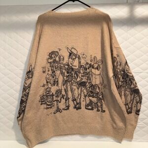 Disney Toy Story Fuzzy Sweater Women's Plus 4X Beige Woody Buzz Jesse